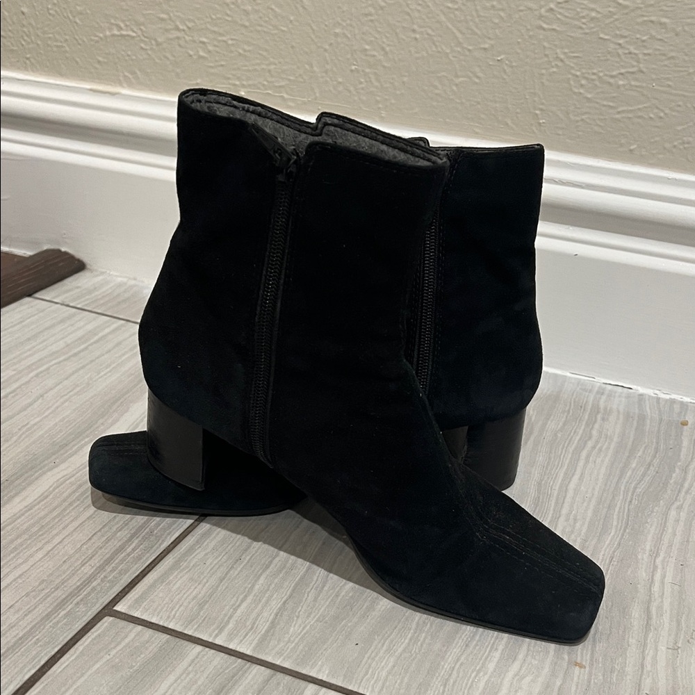 Nine West Classic Black Suede Ankle Boots - Women's